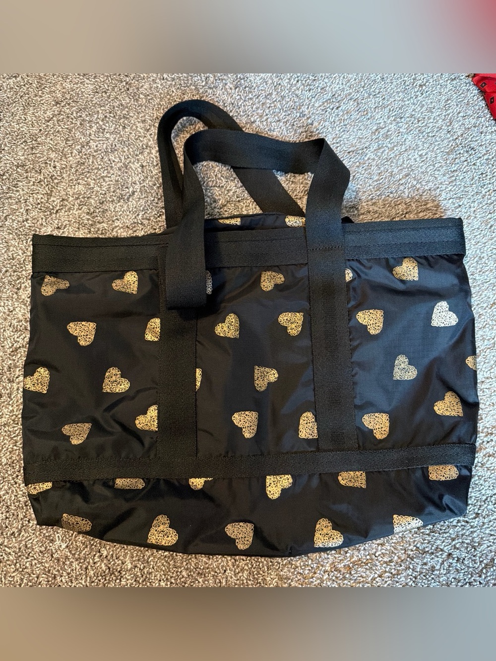 LeSportsac "Heart of Gold" Black Nylon Tote Bag - Picture 4 of 4